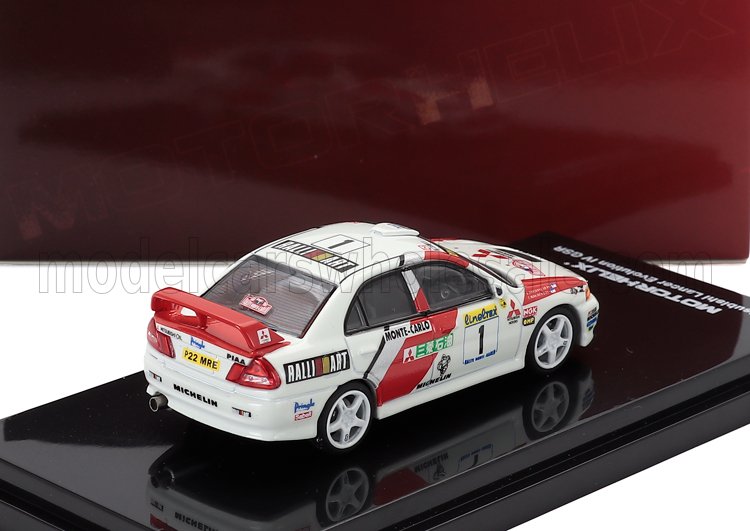 1/64 LANCER EVOLUTION IV N 1 3rd RALLY MONTECARLO 1997 TIMO MAKINEN - SEPPO HARJANNE - WHITE RED - Motorhelix - M64010