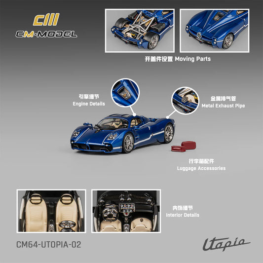 1:64 Pagani Utopia Metallic Blue CM64-Utopia-02