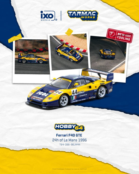 1/64 Ferrari F40 GTE  24h of Le Mans 1996 Luciano Della Noce / Anders Olofsson / Carl Rosenblad   - Tarmac Models - TC-T64-088-96LM44
