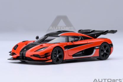 1:64 Koenigsegg One: 1 Lava Orange/Carbon Fibre Silver Stripes - AutoArt 20044