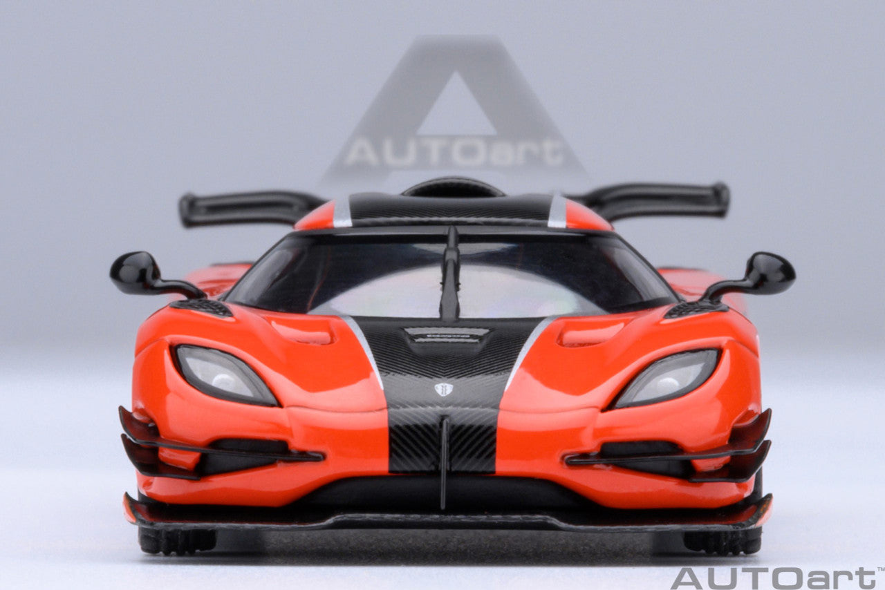 1:64 Koenigsegg One: 1 Lava Orange/Carbon Fibre Silver Stripes - AutoArt 20044