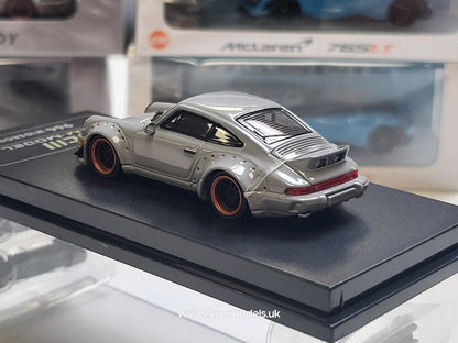 1/64 - PORSCHE - 911 964 RWB RAUH-WELT COUPE WITH RACING SET WHEELS AND WING 1987 - LIGHT GREY - CM Models