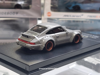 1/64 - PORSCHE - 911 964 RWB RAUH-WELT COUPE WITH RACING SET WHEELS AND WING 1987 - LIGHT GREY - CM Models