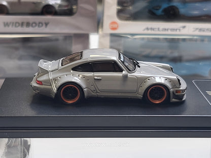 1/64 - PORSCHE - 911 964 RWB RAUH-WELT COUPE WITH RACING SET WHEELS AND WING 1987 - LIGHT GREY - CM Models