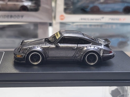 1/64 - PORSCHE - 911 964 RWB RAUH-WELT COUPE WITH RACING SET WHEELS AND WING 1987 - GREY - CM Models