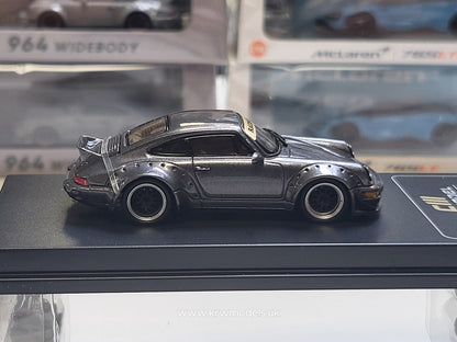 1/64 - PORSCHE - 911 964 RWB RAUH-WELT COUPE WITH RACING SET WHEELS AND WING 1987 - GREY - CM Models