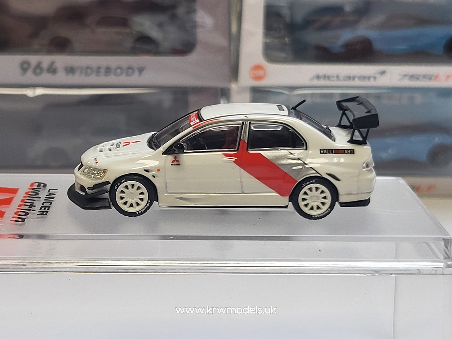 1/64 - MITSUBISHI - LANCER EVO IX BASE RALLY 2003 - WHITE RED SILVER - CM Models