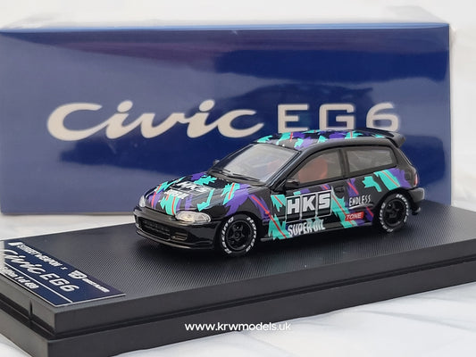 1/64  - Honda Civic EG6 HKS black camouflage - Street Weapon/Stance Hunters