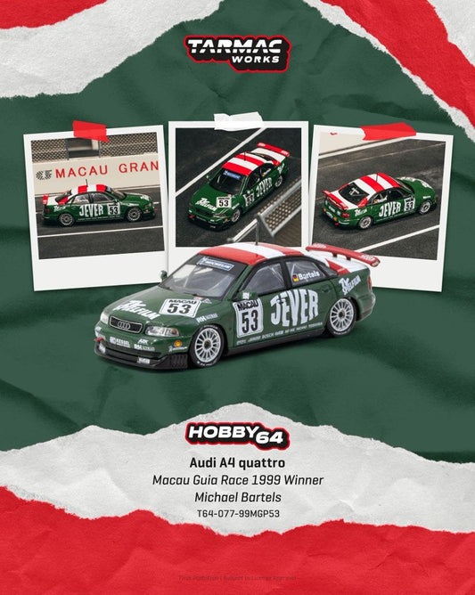 1/64 Audi A4 quattro Macau Guia Race 1999 Winner Michael Bartels - Tarmac Works - T64-077-99MGP53