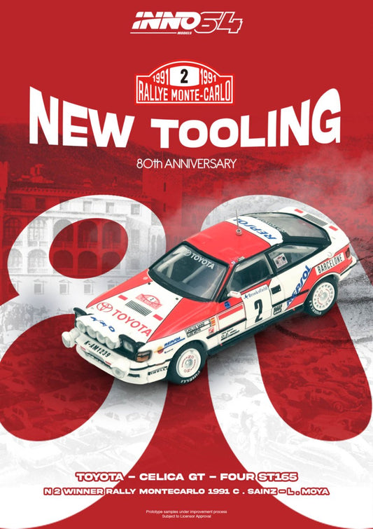 1/64 TOYOTA CELICA GT-FOUR (ST165) Winner Rally Monte Carlo 1991 C. Sainz / L. Moya - Inno64 - IN64-ST165R-91MCW