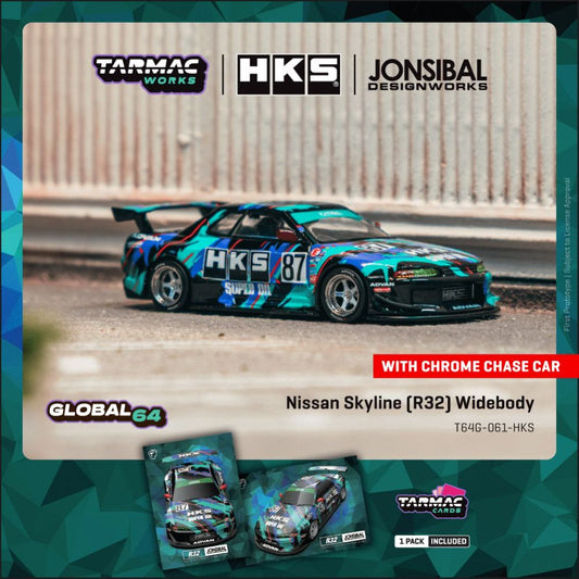 1/64 - Nissan Skyline (R32) Widebody  HKS - TARMAC - T64G-061-HKS