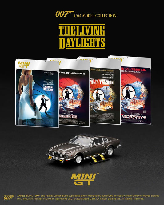1/64 ASTON MARTIN V8 VANTAGE THE LIVING DAYLIGHTS WEAPONS ON (RHD) ENGLISH BLISTER PACKAGING - MiniGT - MGT00922-007E