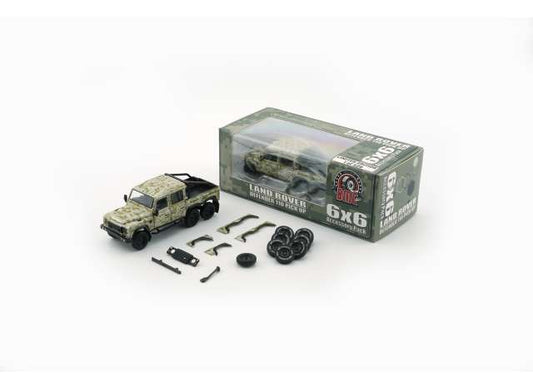 1/64 2016 Land Rover Defender 110 Pick Up 6x6 Acc Pack, camouflage green -BM64B0342rhd