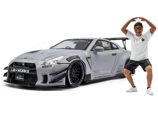 1/18 - NISSAN - GT-R (R35) TYPE 2 LIBERTY WALK LB WORKS COUPE WITH AMERICAN DIORAMA FIGURE 2018 - GREY - Solido 1805821