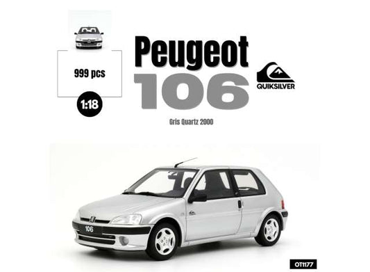 1/18 2000 Peugeot 106 Quiksilver gris quartz - Otto Models - OT1177