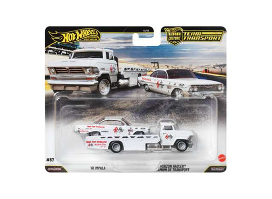 1:64 JHX88 1961 Chevrolet Impala + Horizon Hauler, white - FLF56-978J