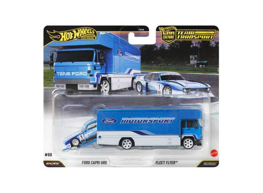 1:64 JHX89 Ford Capri GP5 + Fleet Flyer, blue/white - FLF56-978J