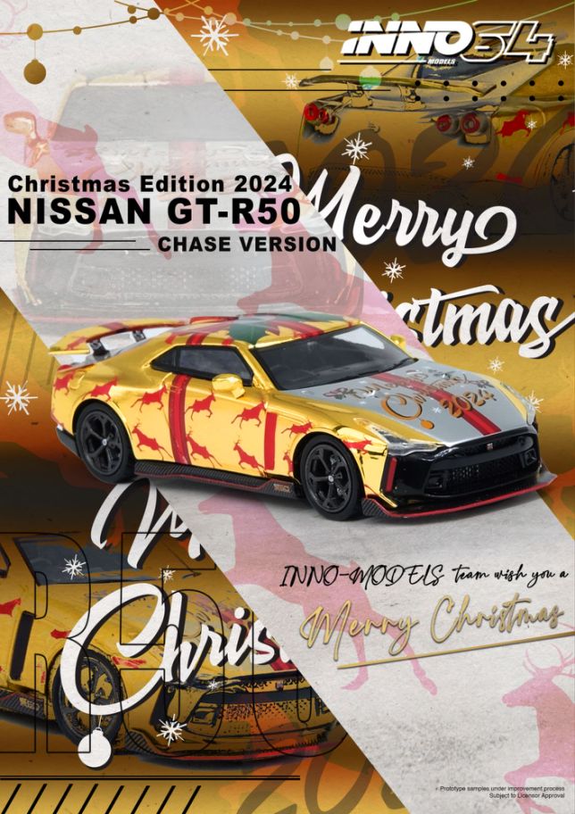 1/64 Nissan GT-R50 *XMAS 2024*, red  - Inno64 - IN64-R50-XMAS24