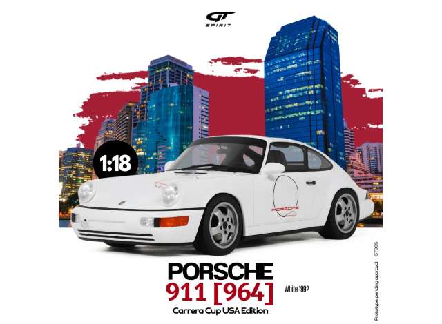 1/18 - 1992 Porsche 911 (964) Carrera Cup Usa Edition, white- GT995 - GT Spirit