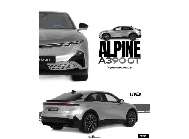1/18  2025 Alpine A390 GT  argent mercure  - Otto Models - OT1318