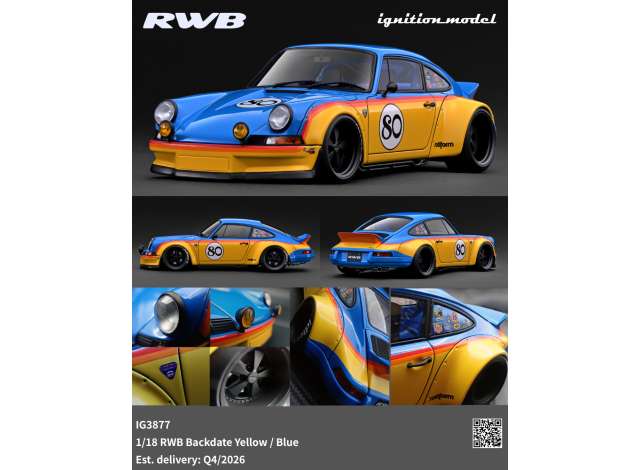 1/18 RWB Backdate, yellow/blue - Ignition Models - IG3877
