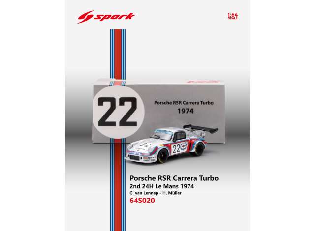 1/64 Porsche RSR Carrera Turbo #22 2nd 24H Le Mans 1974 G. van Lennep/H. Muller - Spark Models - SPA 64S020 ** Pre Order**