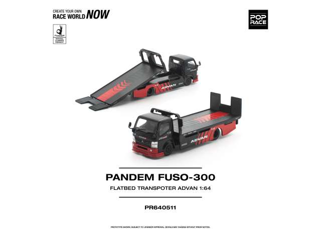 1/64 Pandem Fuso 300 Flatbed Transporter *Advan* - Pop Race - PR640511