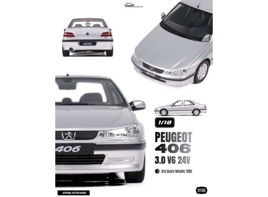 1/18 2000 Peugeot 406 3.0 V6 24V  Gris Quartz Metallic - Otto Models  -  OT1388