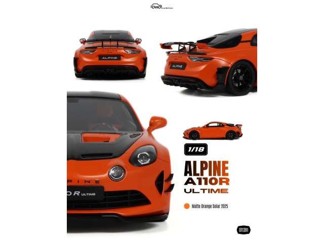 1/18 2025 Alpine A110R Ultime Matte Orange Solar - Otto Models  -  OT1391
