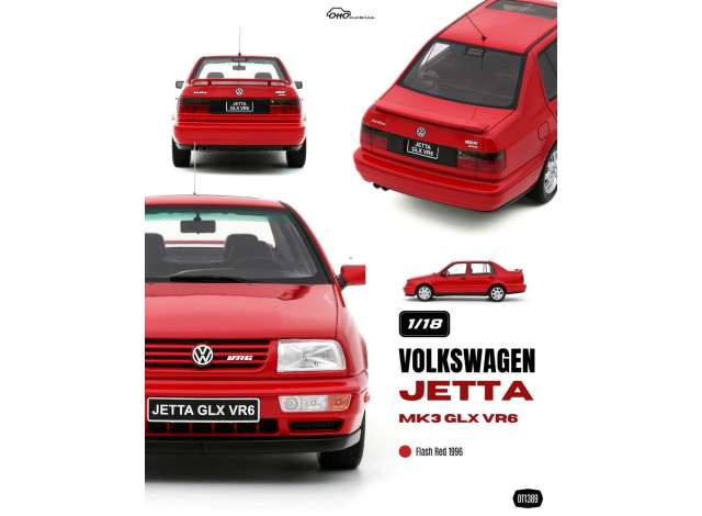1/18 1996 Volkswagen Jetta MK3 GLX VR6 - Flash Red - Otto Models  -  OT1389