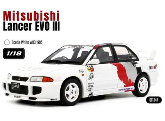 1/18 1995 Mitsubishi Lancer EVO III Scotia white W83 - Otto Models  - OT1344   **Pre Order**