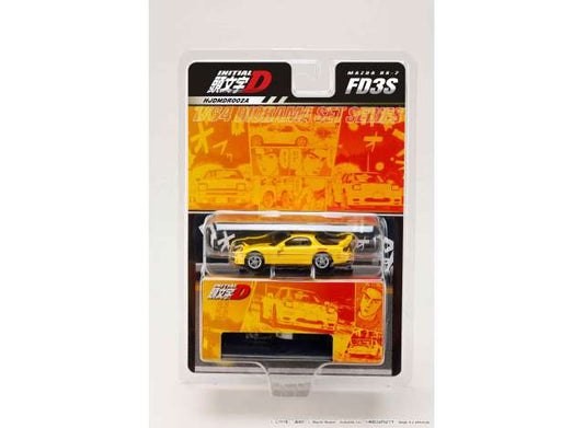 1:64 Mazda RX-7 (FD3DS) RedSuns/Initial D Keisuke Takahashi vs Takumi Fujiwara, yellow - Hobby Japan - HJDMDR002A *** Pre Order***