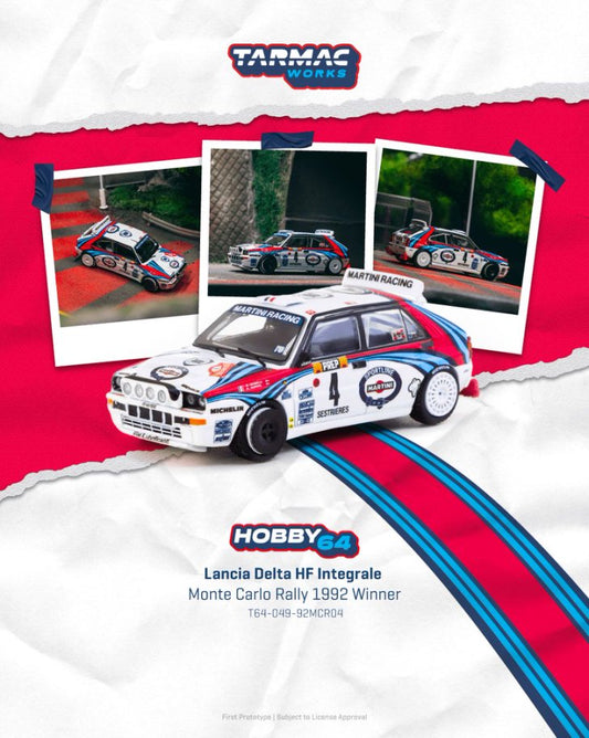 1/64 Lancia Delta HF Integrale  Monte Carlo Rally 1992 Winner Didier Auriol / Bernard Occelli - Tarmac Models - T64-049-92MCR04