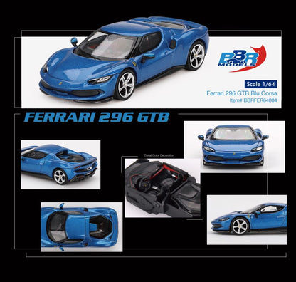 1/64 Ferrari 296 GTB Blu Corsa - BBRFER64004