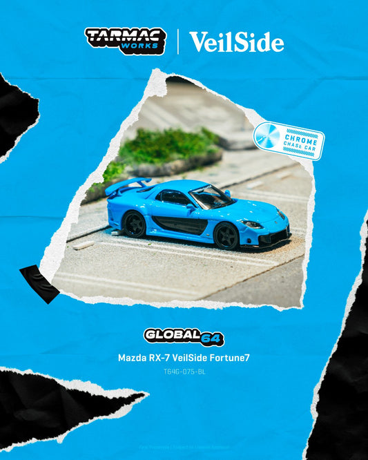 1/64 - Mazda RX-7 VeilSide Fortune7 Blue  - TARMAC - T64G-075-BL
