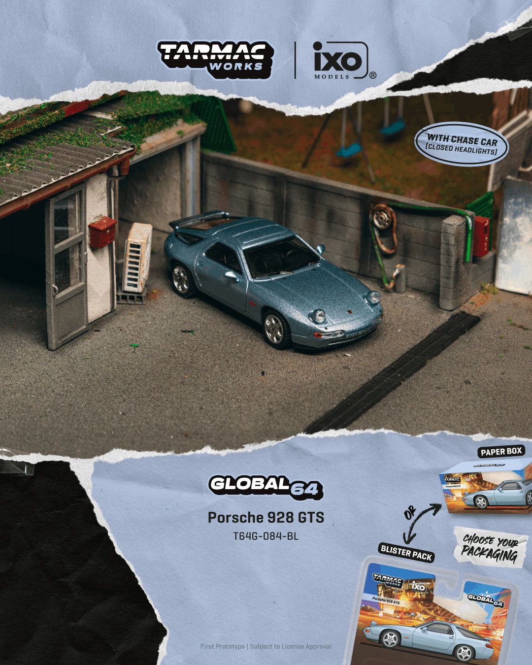 1/64  Porsche 928 GTS Blue Metallic - Tarmac Models - T64G-084