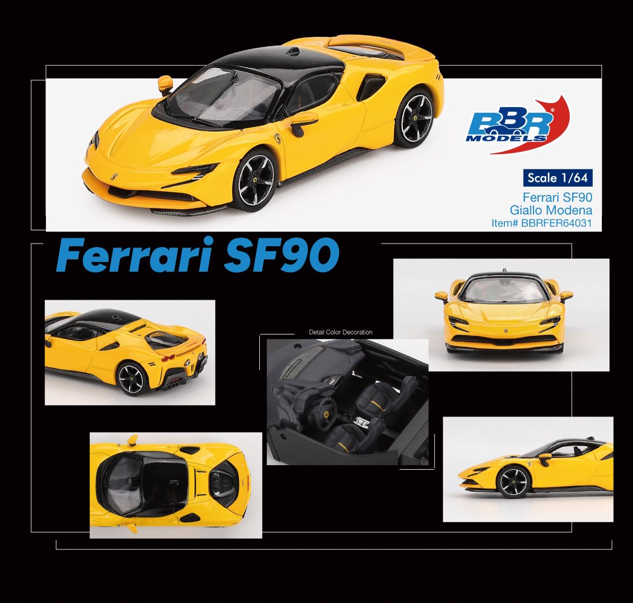 1:64 FERRARI SF90 GIALLO MODENA - BBR Models - BBRFER64031