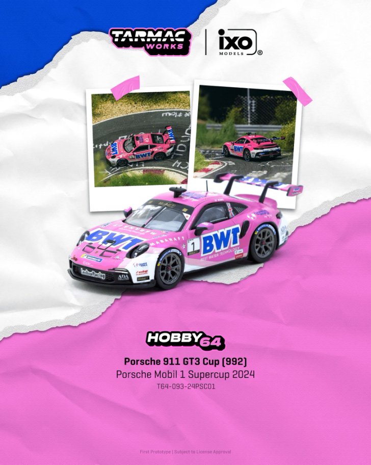 1/64 Porsche 911 GT3 Cup (992) Porsche Mobil 1 Supercup 2024 Harry King - Tarmac Models - T64-093-24PSC01