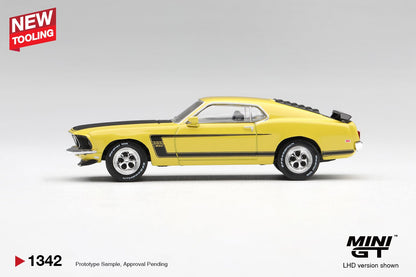 1/64  FORD MUSTANG BOSS 302 1969 BRIGHT YELLOW (LHD) - Mini GT - MGT01342