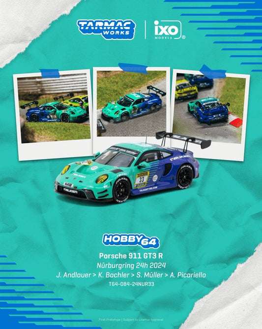 1/64 Porsche 911 GT3 R Nürburgring 24h 2024 Julien Andlauer / Klaus Bachler / Sven Müller / Alessio Picariello - Tarmac Works - T64-084-24NUR33