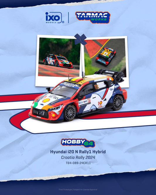 1/64 2024 Hyundai i20 N Rally1 Hybrid Thierry Neuville/Martijn Wydaeghe Croatia Rally - Tarmac Models - TC-T64-089-24CR11