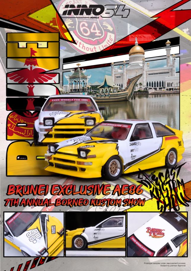 1/64 TOYOTA SPRINTER TRUENO AE86  Brunei Diecast Kustom Show 2024  - IN64-AE86T-BDKS24