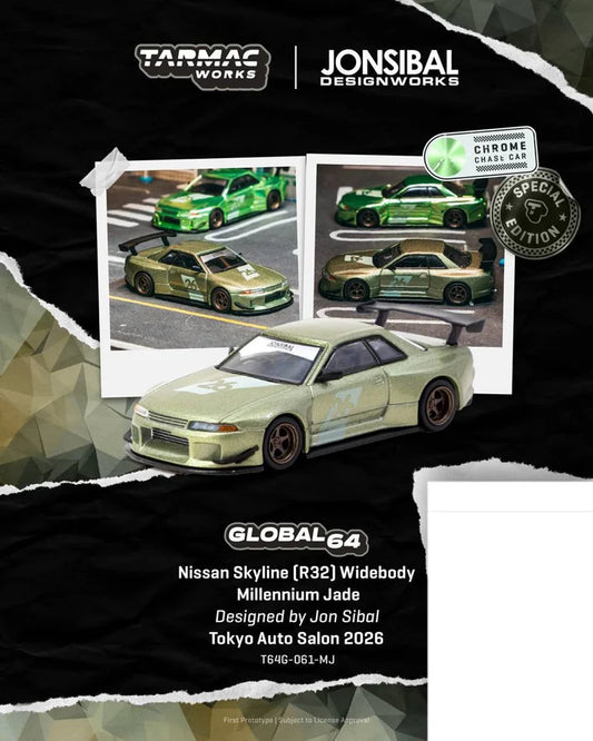 1/64 Nissan Skyline (R32) Widebody, Millennium Jade Japan exclusive - Tarmac Models - T64G-061-MJ