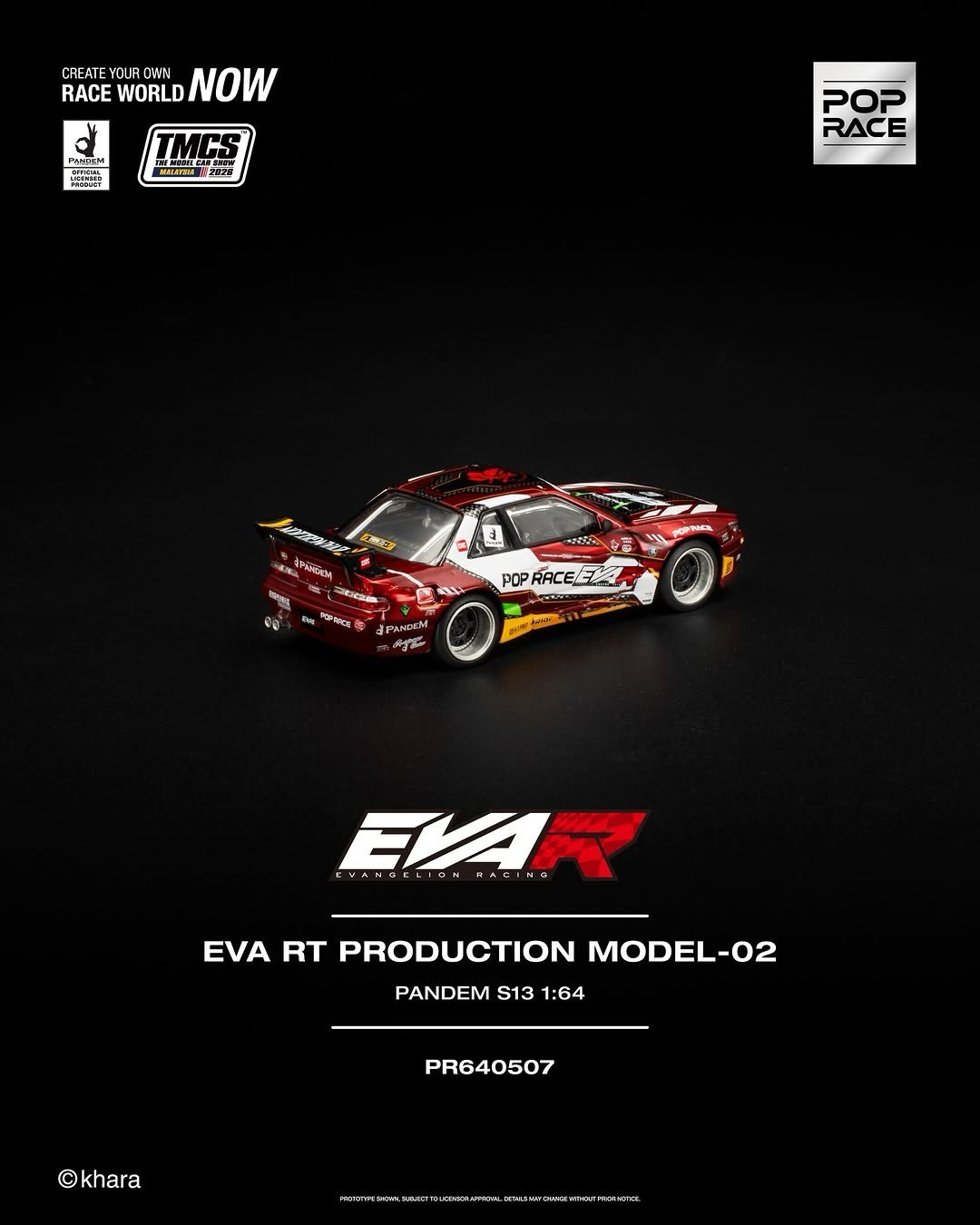 1/64 POP RACE EVA RT PRODUCTION MODEL-02 PANDEM S13 RED PR64-507, *TMCS Event Cars* - Poprace - coming soon.