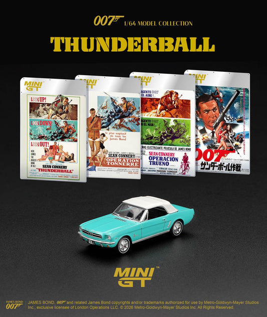 1/64 FORD MUSTANG CONVERTIBLE 1965 THUNDERBALL (LHD) ENGLISH BLISTER PACKAGING - MiniGT - MGT00923-007E