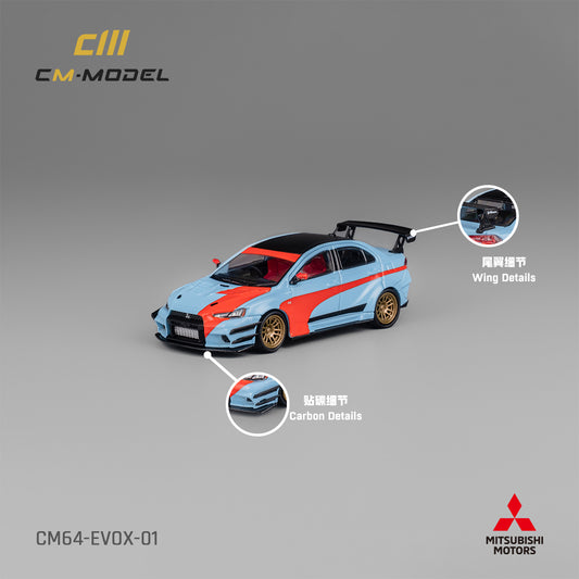 1:64 Misubishi Lancer EvoX Varis Widebody Orange & Blue -  CM Models - CM64-EVOX-01