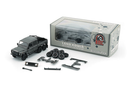 1/64 Land Rover 2016 Defender 110 Pick Up -6x6 Acc Pack - Dark Grey Silver (RHD) - BM Creations