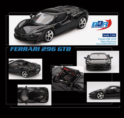 1:64 FERRARI 296 GTB NERO DAYTONA - BBR Models - BBRFER64003