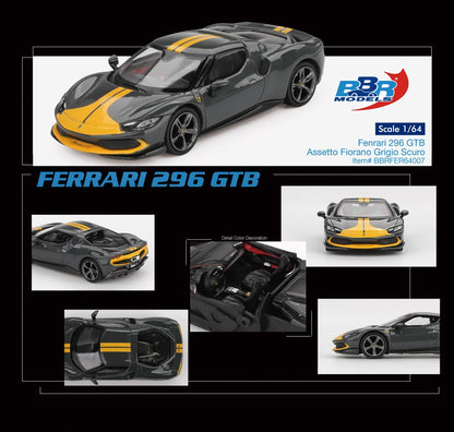 1:64 FERRARI 296 GTB ASSETTO FIORANO GRIGIO SCURO - BBR Models - BBRFER64007