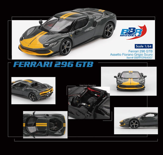 1:64 FERRARI 296 GTB ASSETTO FIORANO GRIGIO SCURO - BBR Models - BBRFER64007